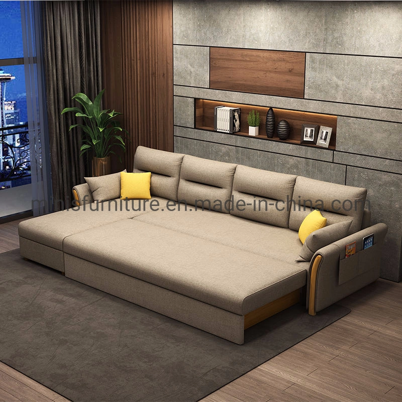 (M-SF511) Home Living Room/Office Furniture 3 Seats Folding Fabric Latex Sofa Bed