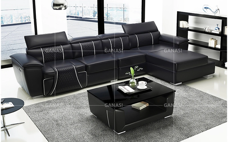 Functional Electric Recliner Home Furniture Leather Sofa Set with Tables for Livingroom