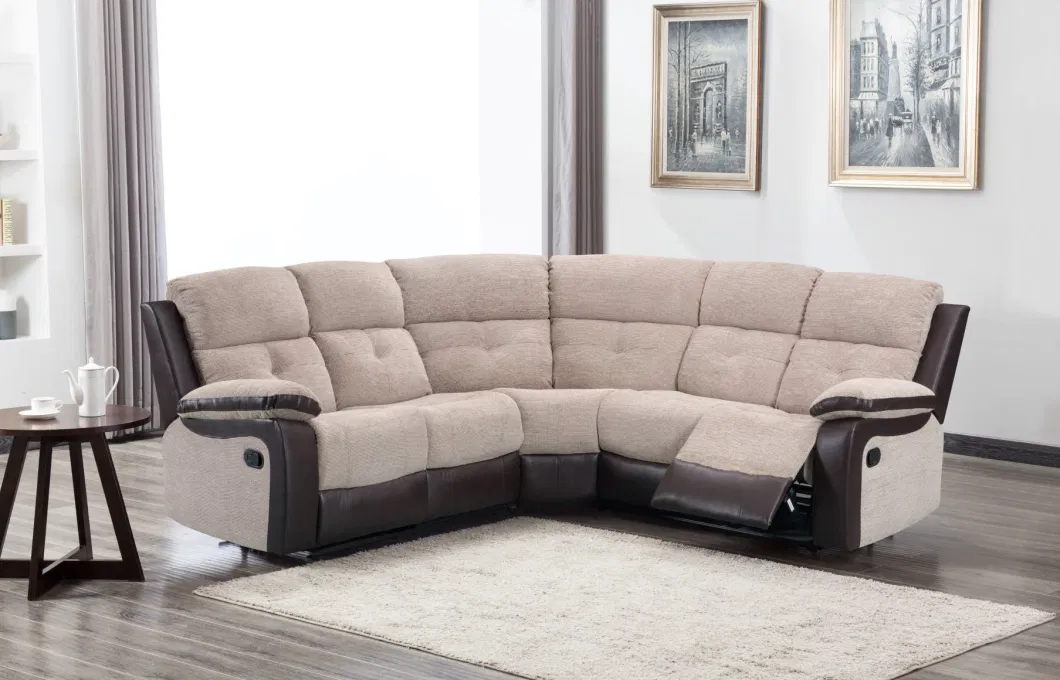 Cy Genuine Leather Corner Sofa Set 7 Seater Sectional Recliner Sofa Set
