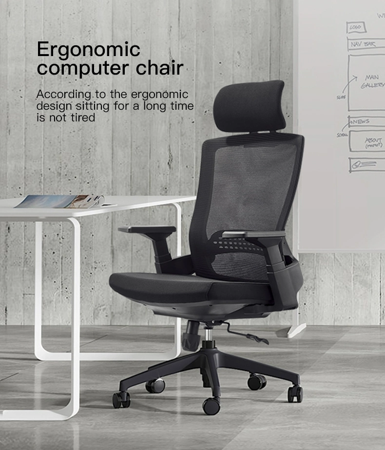 M&W Modern Office Lift Swivel Mesh Gray Black Fabric Height Extender Computer Executive Recliner Chair