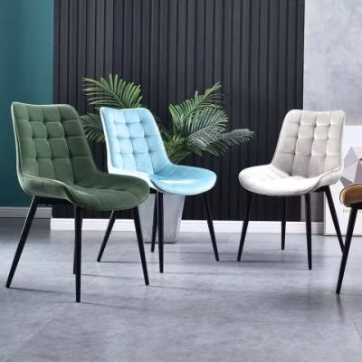 Wholesale Design Room Furniture Nordic Metal Leg Outdoor Wedding Chair MID Century Modern Restaurant Hall French Faux Leather Fabric Velvet Dining Chair