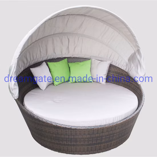 Wholesale Outdoor Garden Pool Furniture Sofa Bed Rattan Sun Lounger Daybed Leisure Beach Swimming Pool Sunbed Lounge Day Bed Aluminum Folding Round Sun Bed