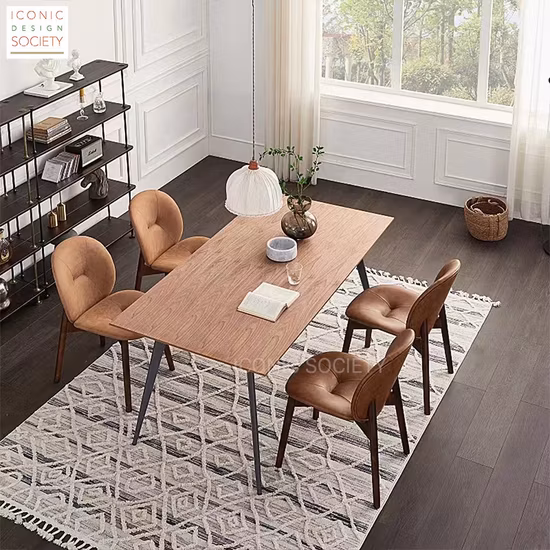 Classical Loft Wooden Frame Hotel Living Room Dining Home Furniture Vintage Restaurant Chair Oak Real Leather Dining Chair